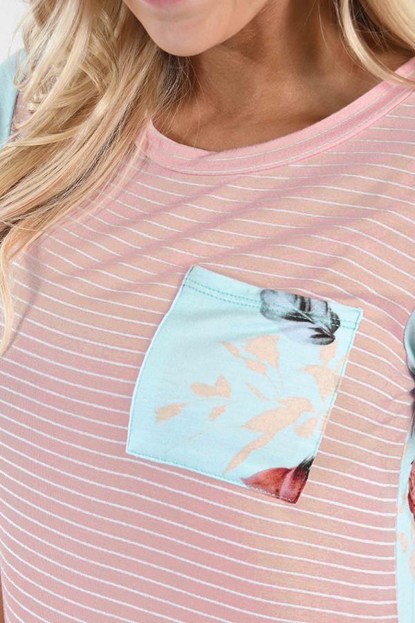 Isn't That Peachy Floral Pocket Top - Mint