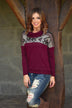 Aztec Cowl Neck Burgundy