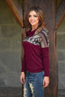 Aztec Cowl Neck Burgundy
