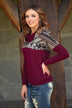 Aztec Cowl Neck Burgundy