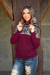 Aztec Cowl Neck Burgundy