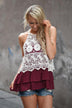 Ruffle My Feathers Crochet Tank ~ Burgundy