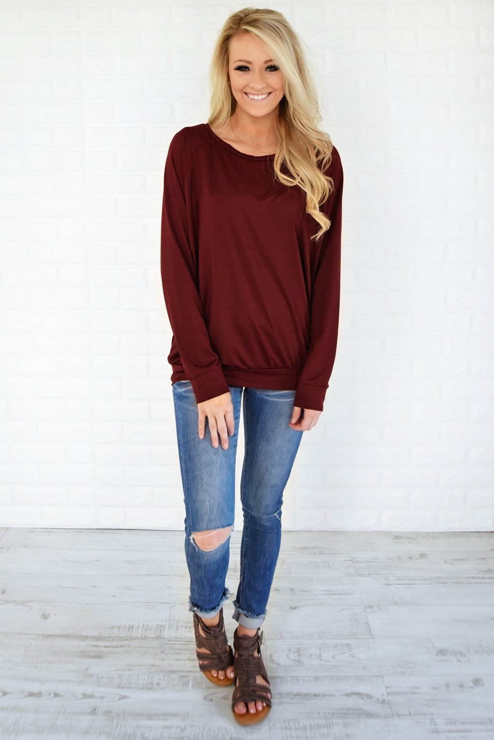 Just a Crush Sweater ~ Burnt Maroon