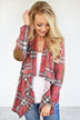 Plaid About You Cardigan ~ Red