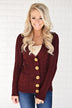 Burgundy Button Up Cardigan