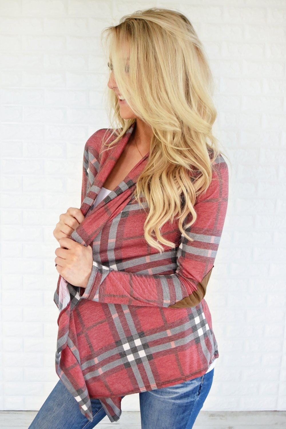 Plaid About You Cardigan ~ Red
