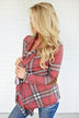 Plaid About You Cardigan ~ Red