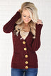 Burgundy Button Up Cardigan