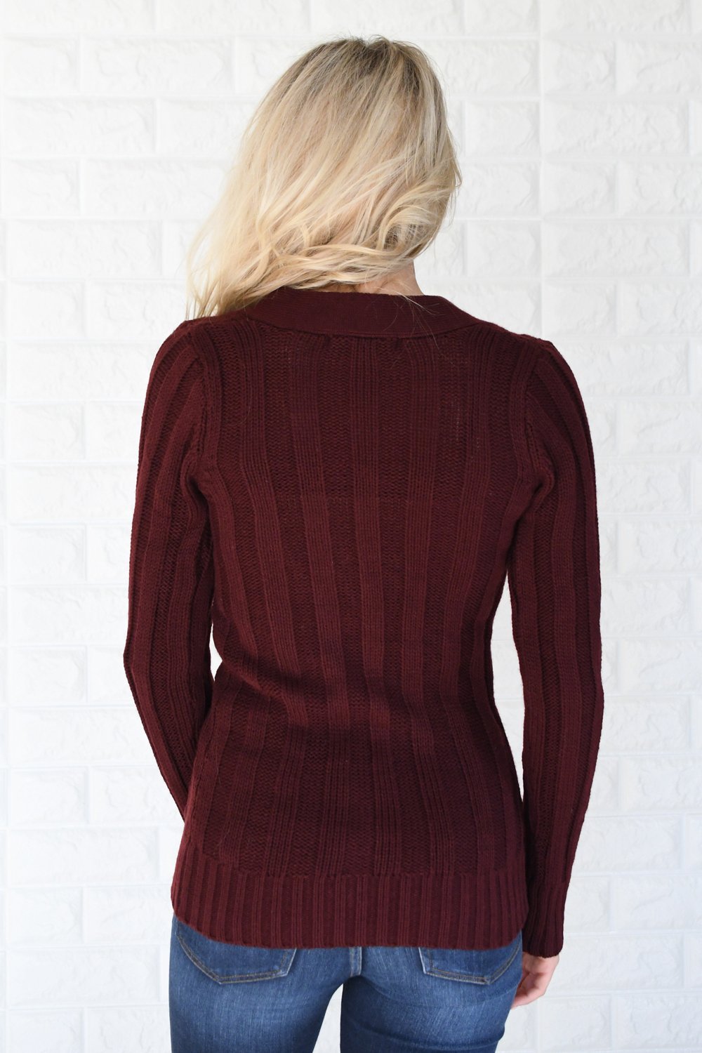 Burgundy Button Up Cardigan