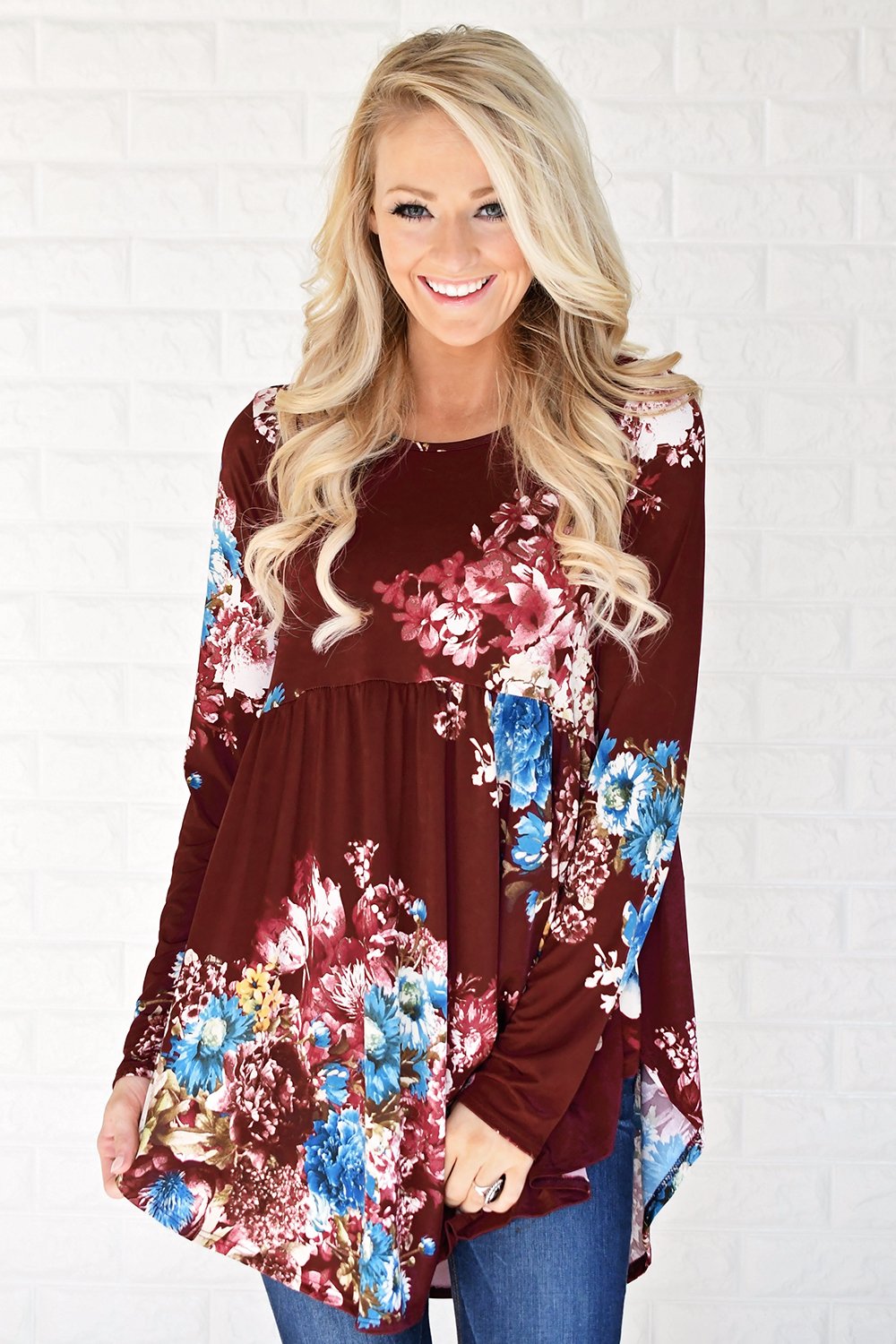 All About Tonight Burgundy Floral Top