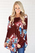 All About Tonight Burgundy Floral Top