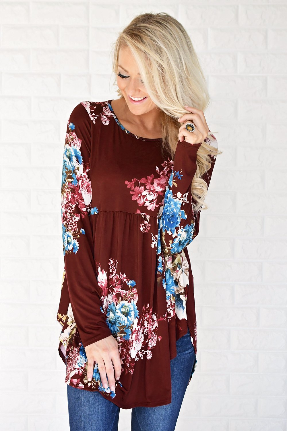 All About Tonight Burgundy Floral Top
