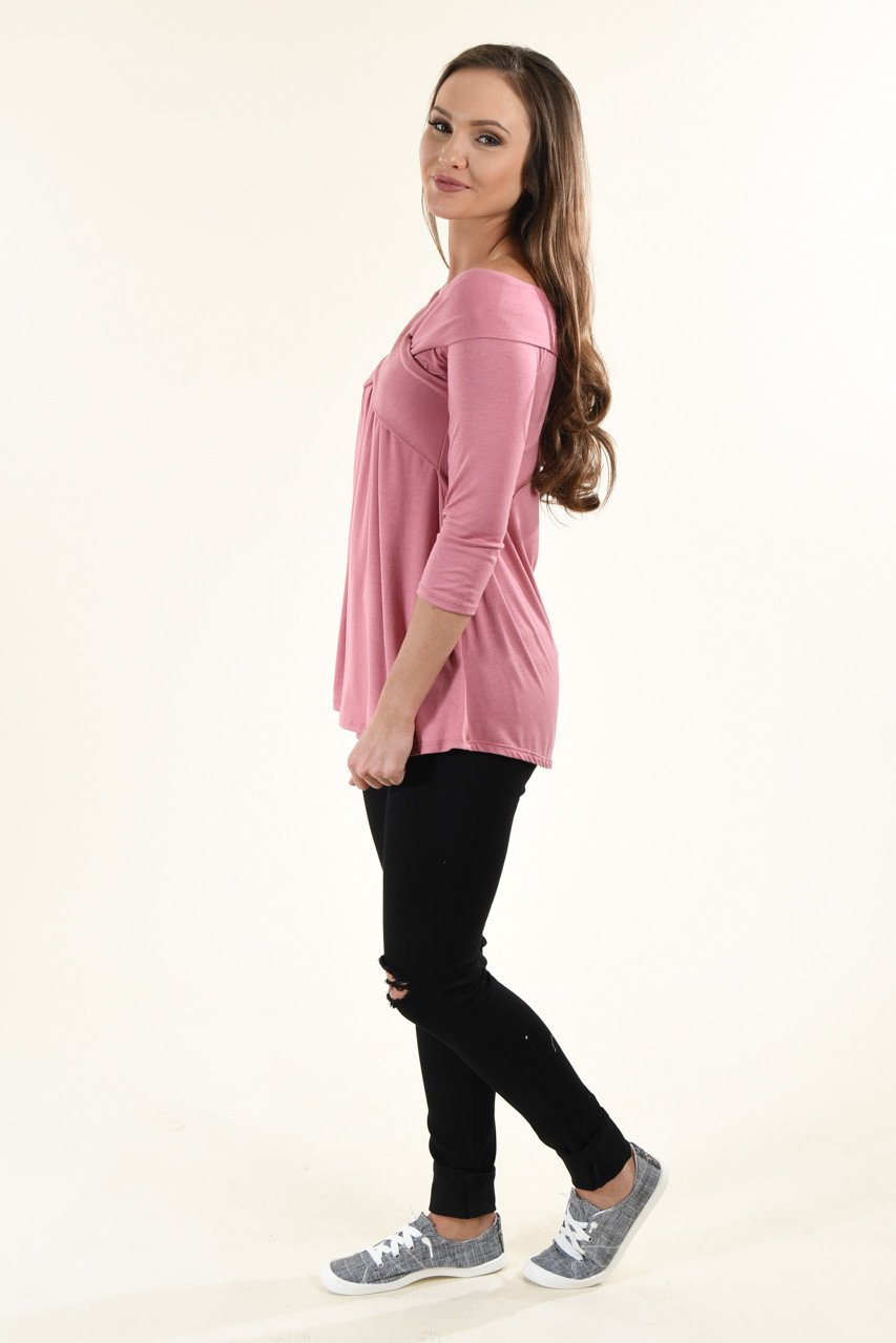 Be My Love 3/4 Top ~ Mauve