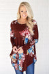 All About Tonight Burgundy Floral Top