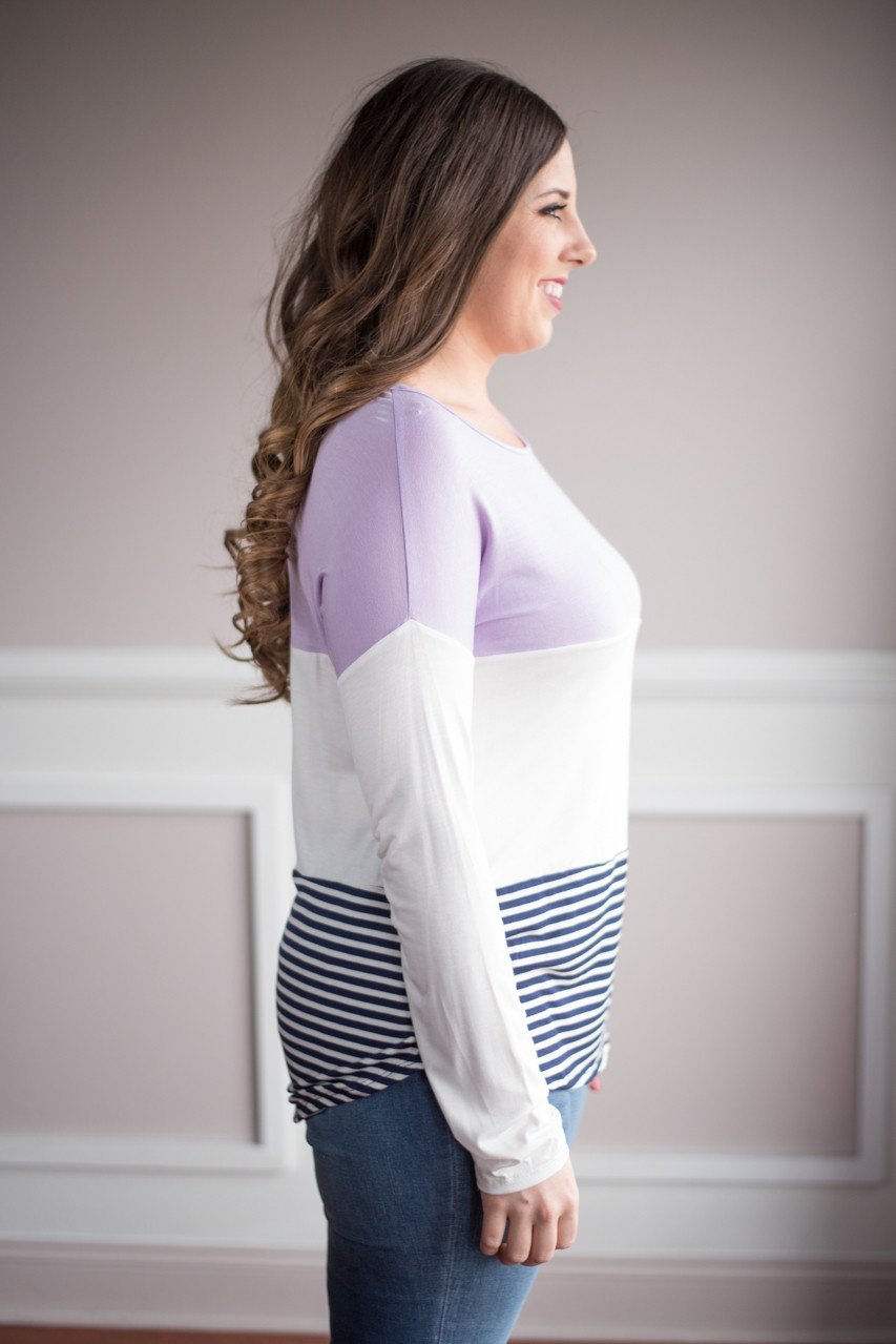 Purple and Navy Color Block Top
