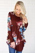 All About Tonight Burgundy Floral Top