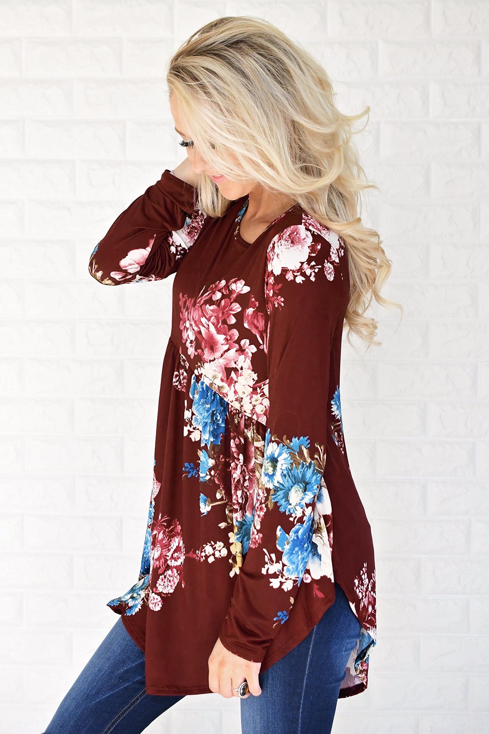 All About Tonight Burgundy Floral Top