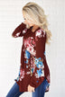All About Tonight Burgundy Floral Top