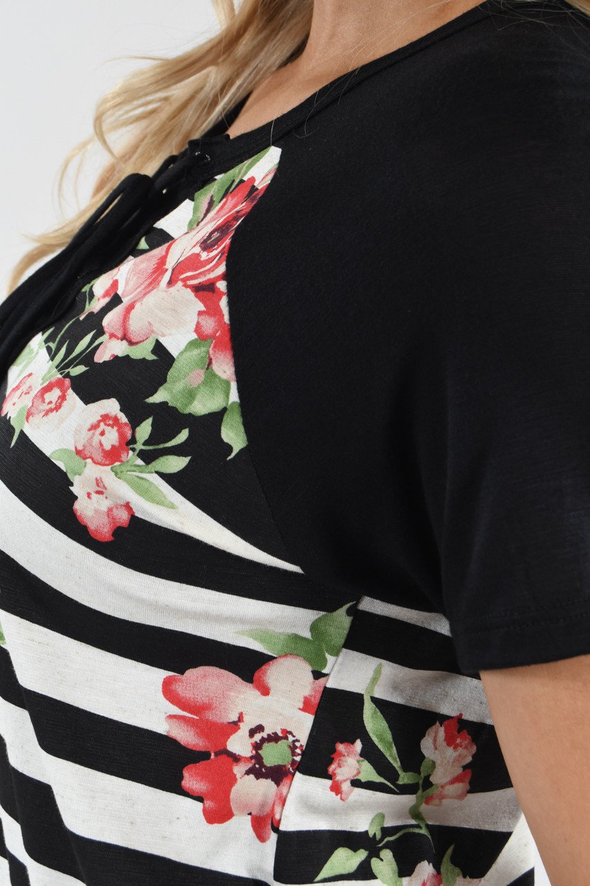 Dance Party Floral & Stripes Top