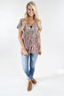 Favorite Lace Up Top ~ Floral Stone