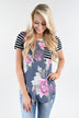 Tulip Time Pocket Top - Navy