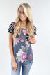 Tulip Time Pocket Top - Navy