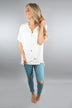 Slouchy Lace Up Top ~ Ivory