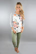 Light Grey Floral And Stripes Top