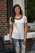 Collar Full of Color Floral Top ~ Grey & Mint