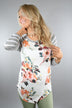 Light Grey Floral And Stripes Top