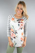 Light Grey Floral And Stripes Top