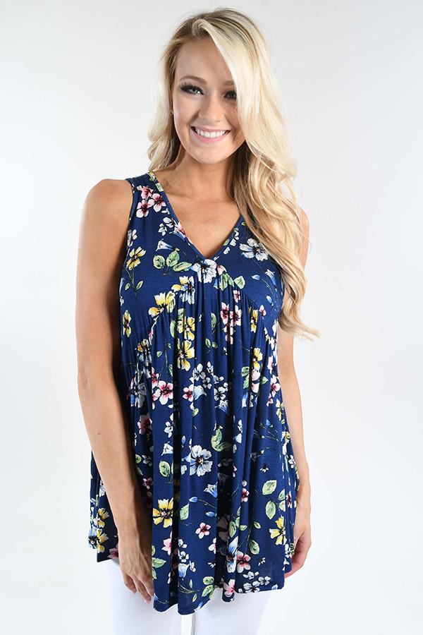 Summer Vibes Floral Tank Top ~ Navy – The Pulse Boutique