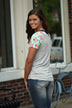 Collar Full of Color Floral Top ~ Grey & Mint