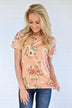 Beautifully Blooming Top ~ Peach