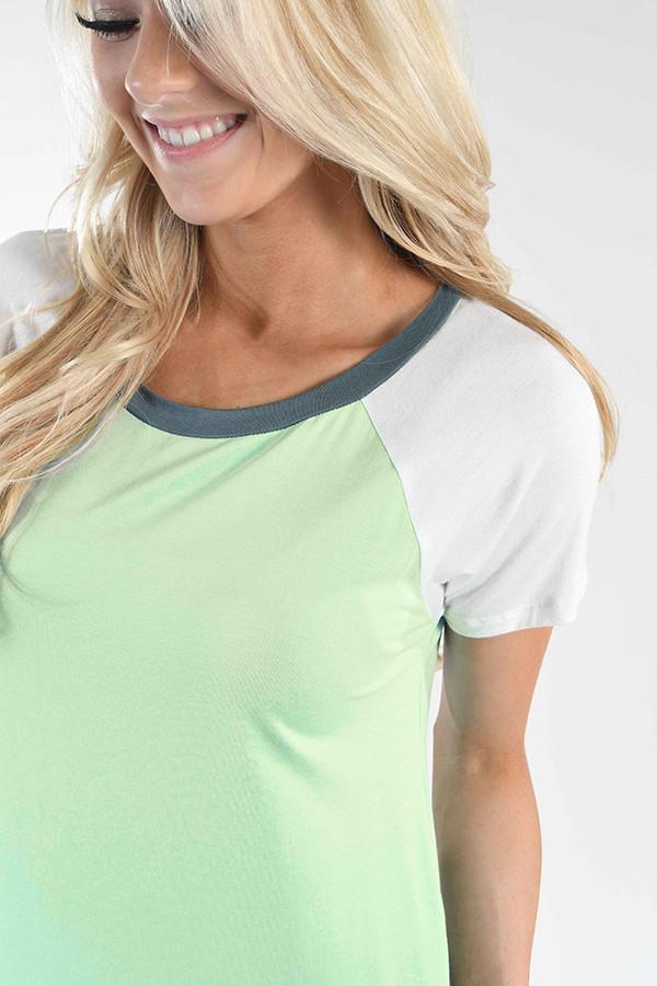 Mint and Grey Collar Top
