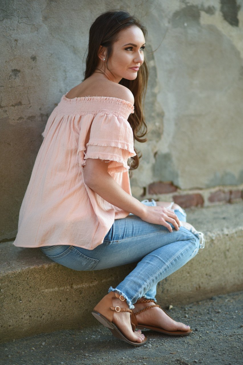 Peach sales ruffle top