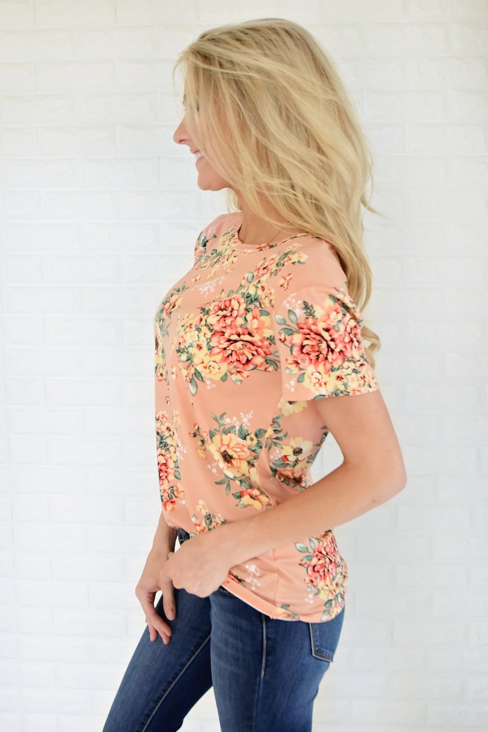 Beautifully Blooming Top ~ Peach