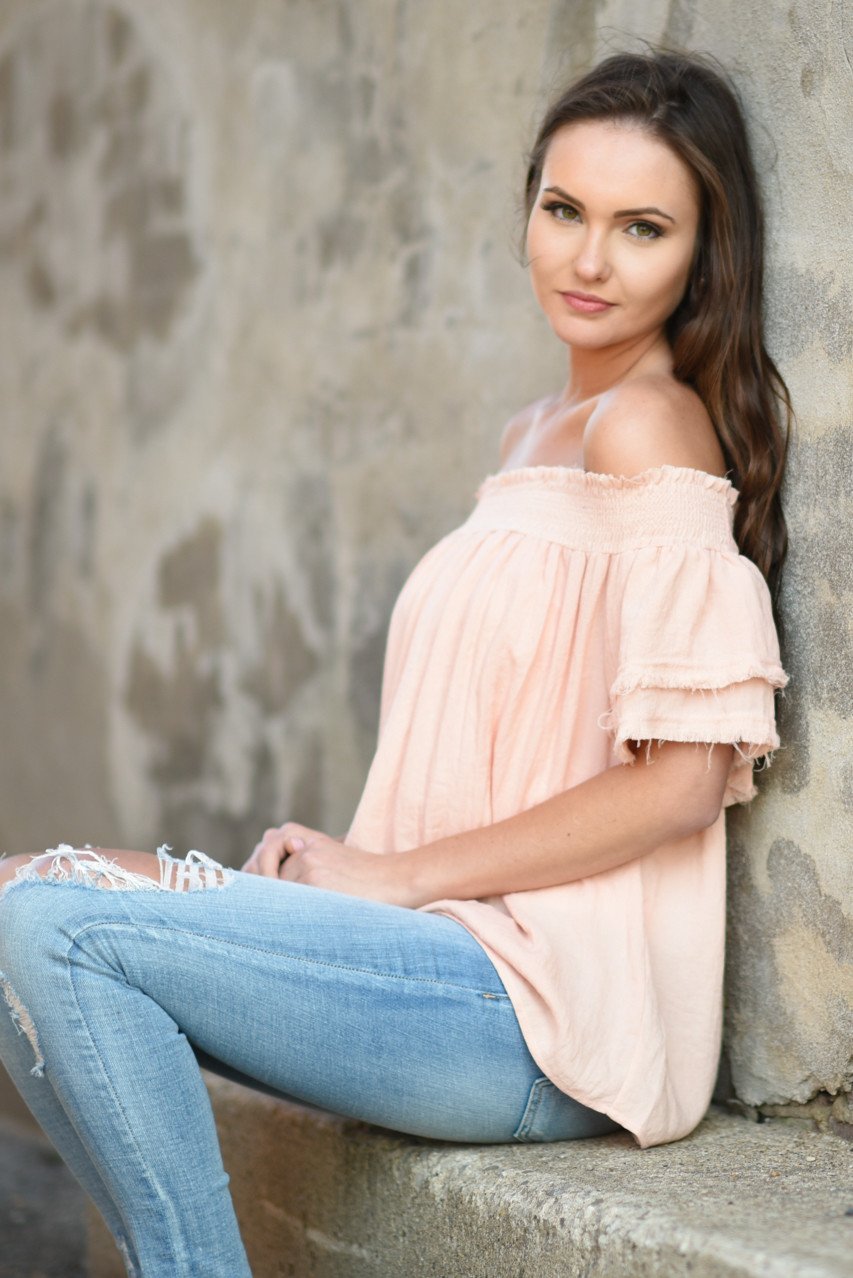 Peach Off The Shoulder Ruffle Top