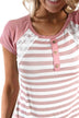 Mauve Stripes & Lace Top