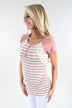 Mauve Stripes & Lace Top