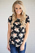 Pulse Ampersand Fall Floral Tee - Black