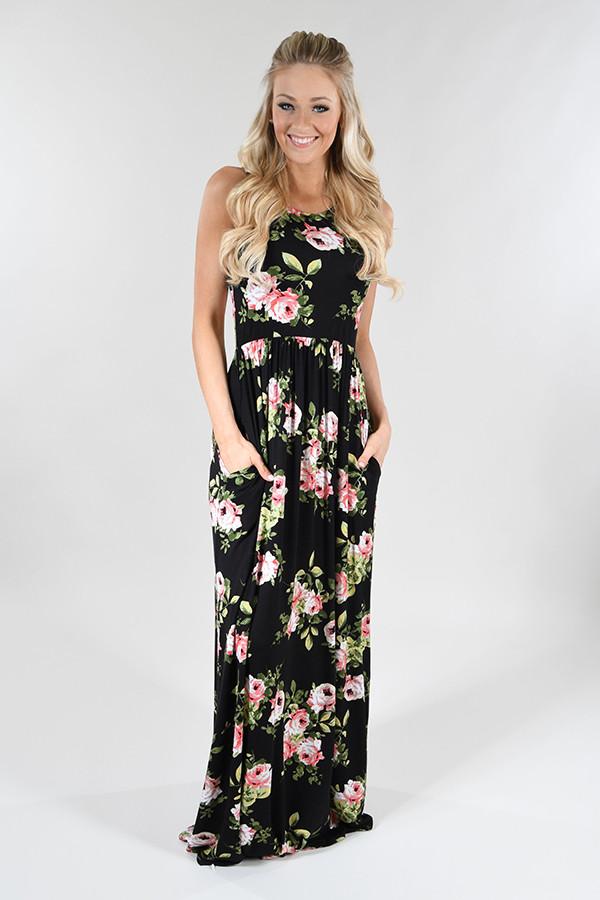 Black Roses Maxi Dress