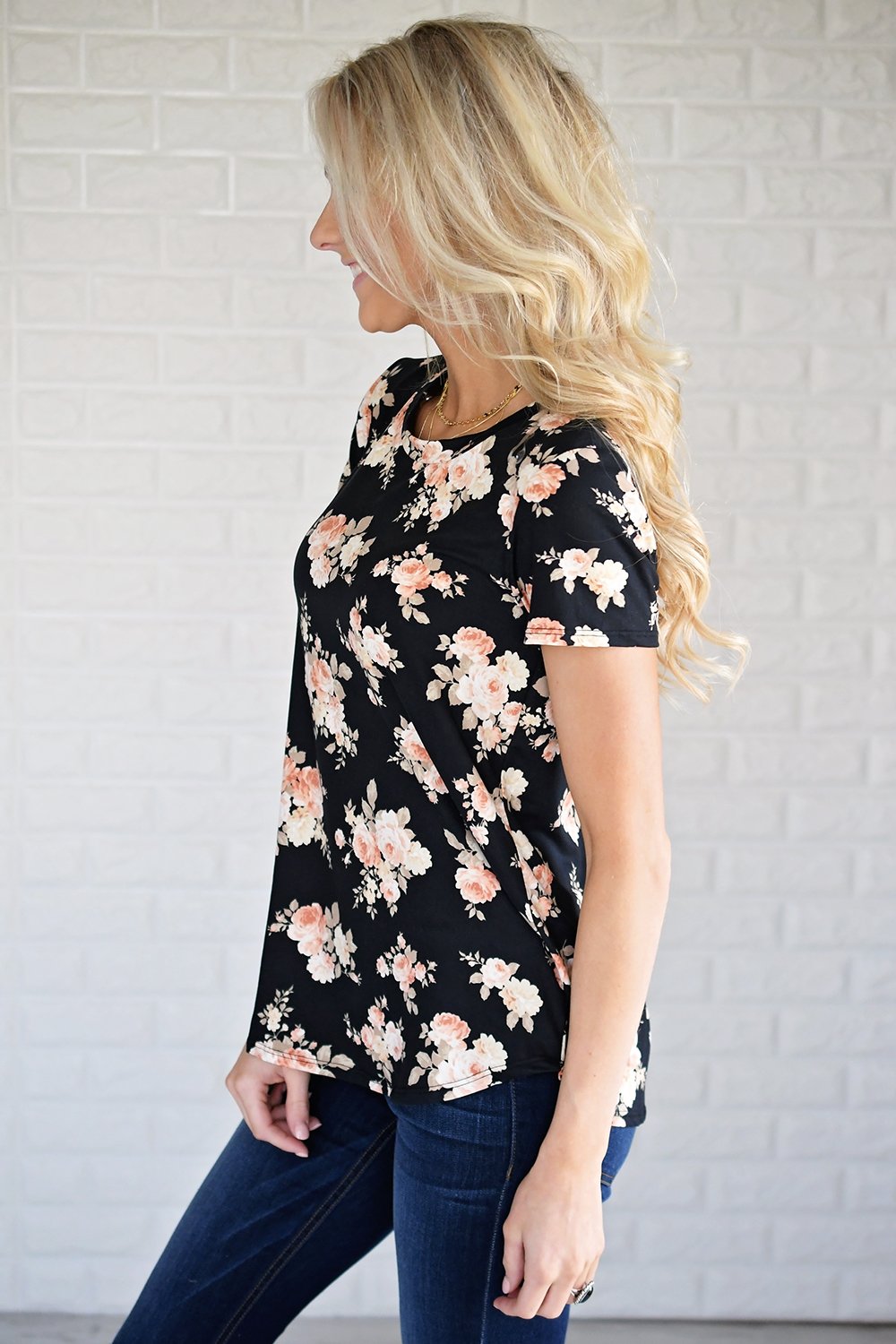 Pulse Ampersand Fall Floral Tee - Black