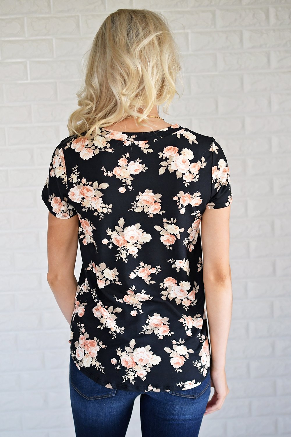Pulse Ampersand Fall Floral Tee - Black