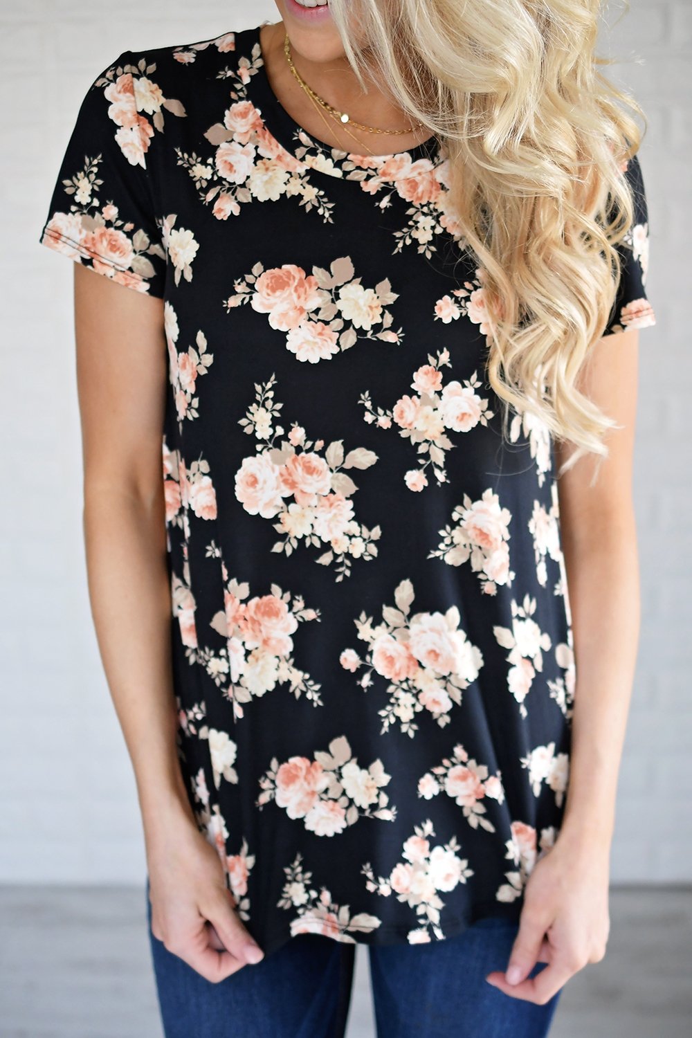 Pulse Ampersand Fall Floral Tee - Black