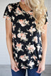 Pulse Ampersand Fall Floral Tee - Black