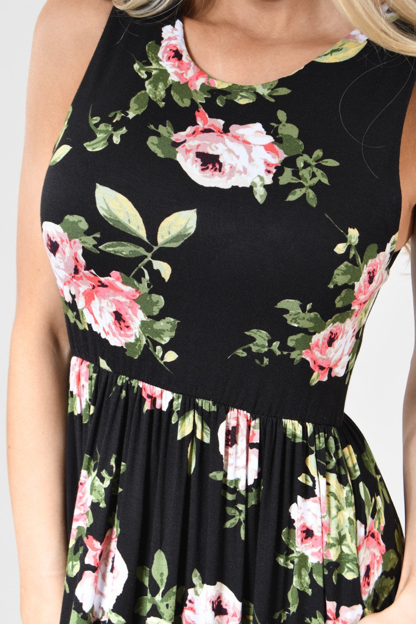 Black Roses Maxi Dress