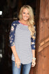 Crowd Pleaser Floral Top ~ Blue & Ivory