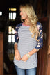 Crowd Pleaser Floral Top ~ Blue & Ivory