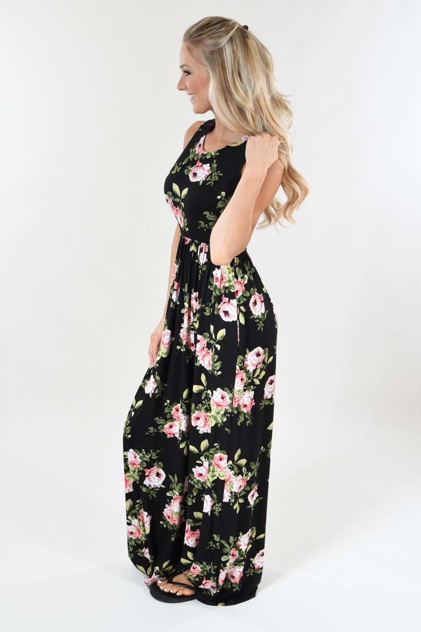 Black Roses Maxi Dress